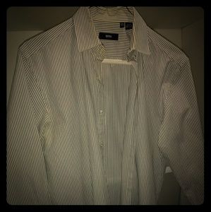Mens Hugo Boss Gray/White Striped Dress Shirt